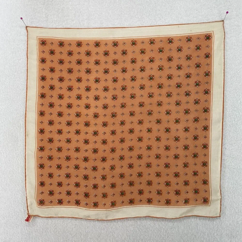 Neutral Tan Floral Print Women's Silk Scarf
